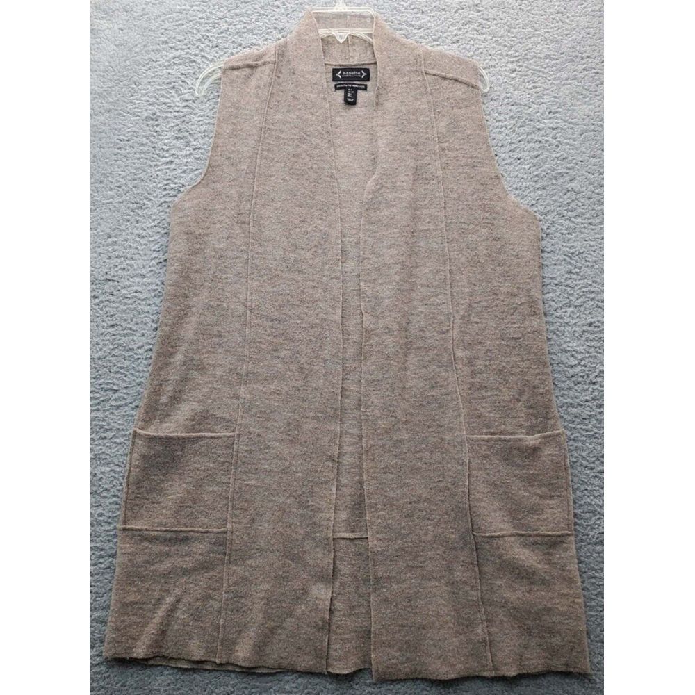 Nanette Lepore Cardigan Sweater Women's L Brown 100% Wool Sleeveless‎ Open Front
